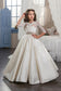 New Arrival Scoop With Beading&Appliques Satin Mid-Sleeves Flower Girl Dresses