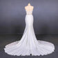 Mermaid Sheer Neck Mermaid Long Wedding Dress with Appliques, Wedding Gowns SRS15265