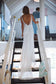 Chic Ivory Mermaid V-Neck Open Back Lace Long Sleeveless Beach Wedding Dresses