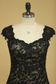 Black Plus Size Off The Shoulder Lace Evening Dresses Knee Length With Applique