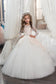 Long Sleeves Flower Girl Dresses Scoop Tulle With Applique And Beads