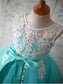 Blue Ball Gown Scoop Sleeveless Bowknot Floor-Length Tulle Appliques Flower Girl Dresses GD00008