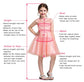 A-Line Tulle Beads Appliques Scoop Blush Pink Button Cap Sleeve Flower Girl Dresses JS888