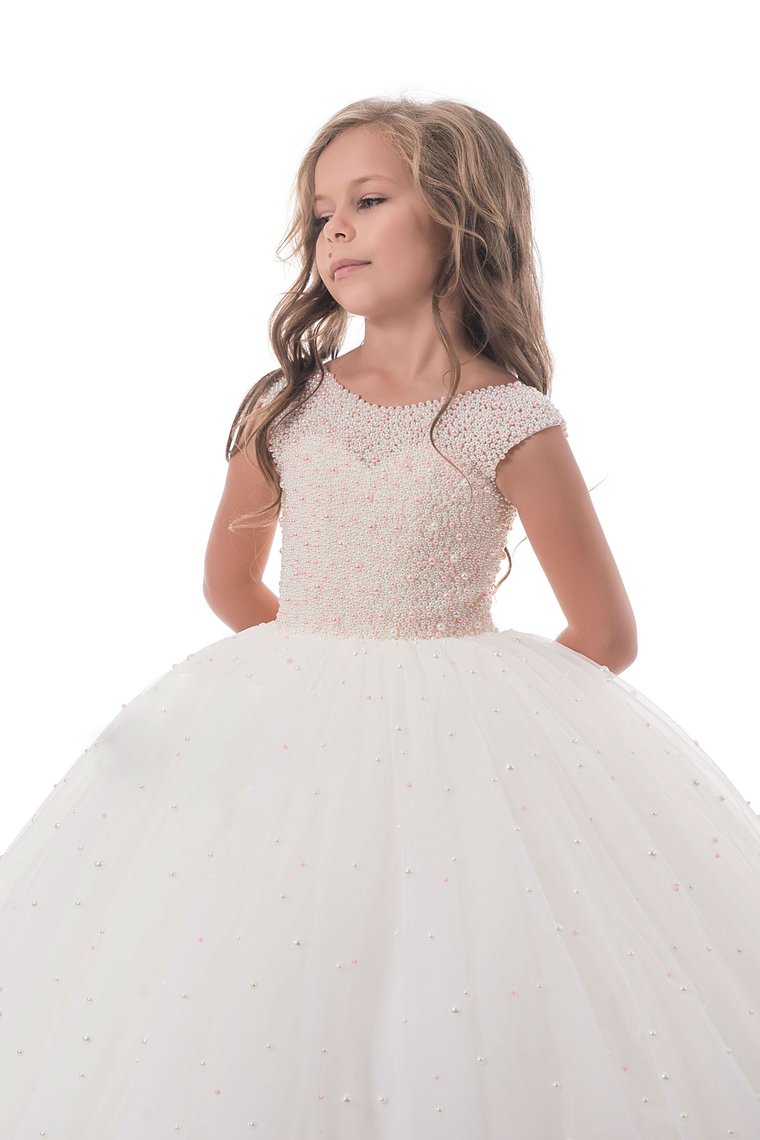 New Arrival Flower Girl Dresses Ball Gown Scoop Tulle With Beads Floor Length