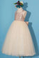 Princess Gold Sequin Shiny Round Neck Flower Girl Dresses with Bowknot, Baby Dresses SRS15589