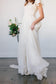 Flowy Beach Short Sleeves Beaded Ivory Belt Temple Chiffon Modest Wedding Dresses JS272