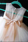 A-Line Tulle Beads Appliques Scoop Blush Pink Button Cap Sleeve Flower Girl Dresses JS888