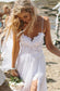 Beach Simple Casual White A-line V Neck Spaghetti Straps Wedding Dress