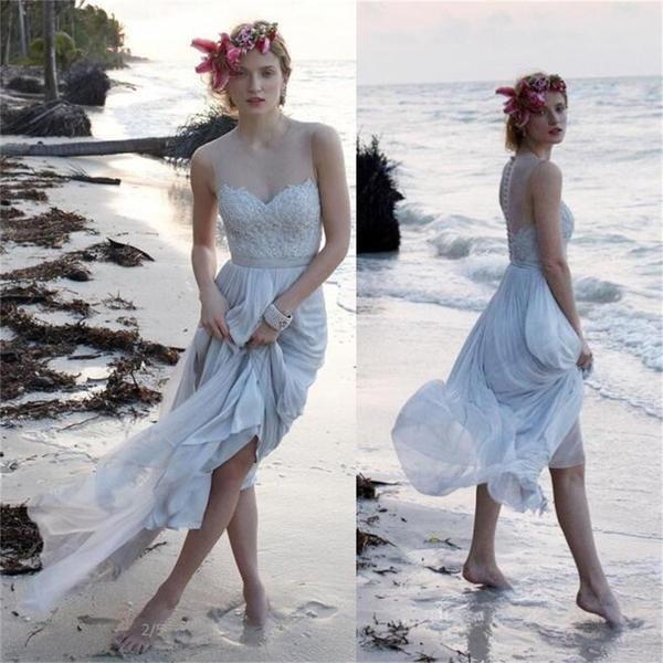 Beach Unique New Design Beautiful Chiffon Wedding Dress Evening Prom Dress