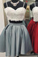 A Line Spaghetti Straps Sweetheart Lace Two Pieces Short Cocktail Homecoming Dresses JS706