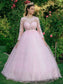 Gown Lace Long Sleeves Tulle Scoop Ball Sweep/Brush Train Dresses