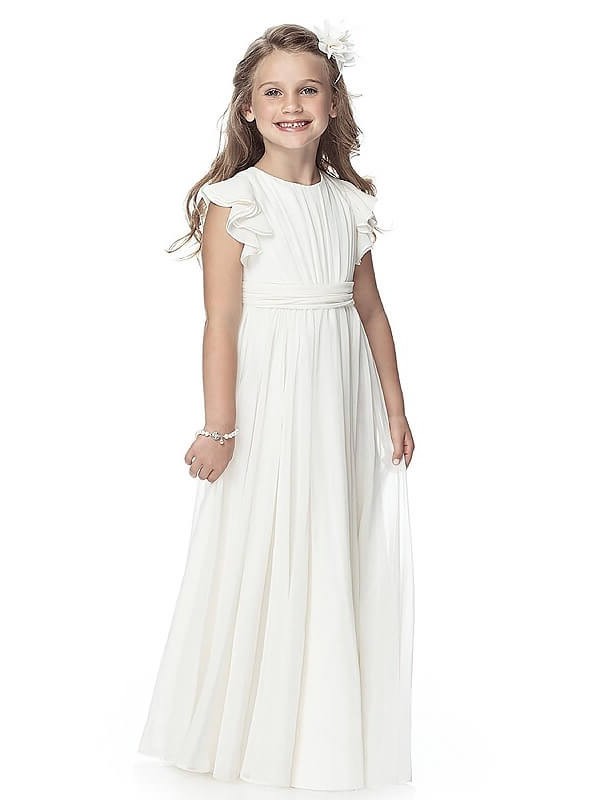 A-line/Princess Floor-Length Scoop Sleeveless Chiffon Flower Girl Dresses