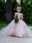 Sweep/Brush Straps Tulle Spaghetti Sleeveless Ball Train Applique Gown Flower Girl Dresses