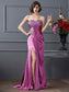 Elastic Beading Sweetheart Long Sleeveless Sheath/Column Woven Satin Dresses