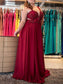 Beading Train A-Line/Princess Chiffon Straps Sleeveless Sweep/Brush Plus Size Dresses