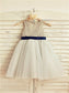 Tulle Lace A-line/Princess Sleeveless Scoop Tea-Length Flower Girl Dresses