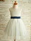 Sleeveless Tulle A-Line/Princess Lace Knee-Length Scoop Flower Girl Dresses