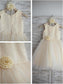 Hand-made Scoop Tulle Flower A-line/Princess Sleeveless Tea-Length Flower Girl Dresses