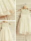 Sleeveless Lace Scoop Ruffles Tea-Length A-line/Princess Flower Girl Dresses