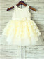 Tea-Length Layers Sleeveless Gown Scoop Lace Ball Flower Girl Dresses