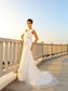 Pleats Sleeveless Sheath/Column V-neck Net Long Beach Wedding Dresses