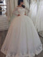 Train Sleeves Applique Ball Sweep/Brush Long Off-the-Shoulder Gown Lace Wedding Dresses