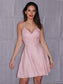 V-neck Sleeveless A-Line/Princess Ruched Short/Mini Homecoming Dresses