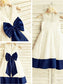 Tea-Length Sleeveless Scoop A-line/Princess Lace Bowknot Flower Girl Dresses