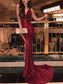 Sleeveless Sweep/Brush V-neck Train Trumpet/Mermaid Ruffles Sequins Dresses