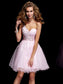 A-Line/Princess Sleeveless Elastic Woven Short One-Shoulder Beading Satin Homecoming Dresses