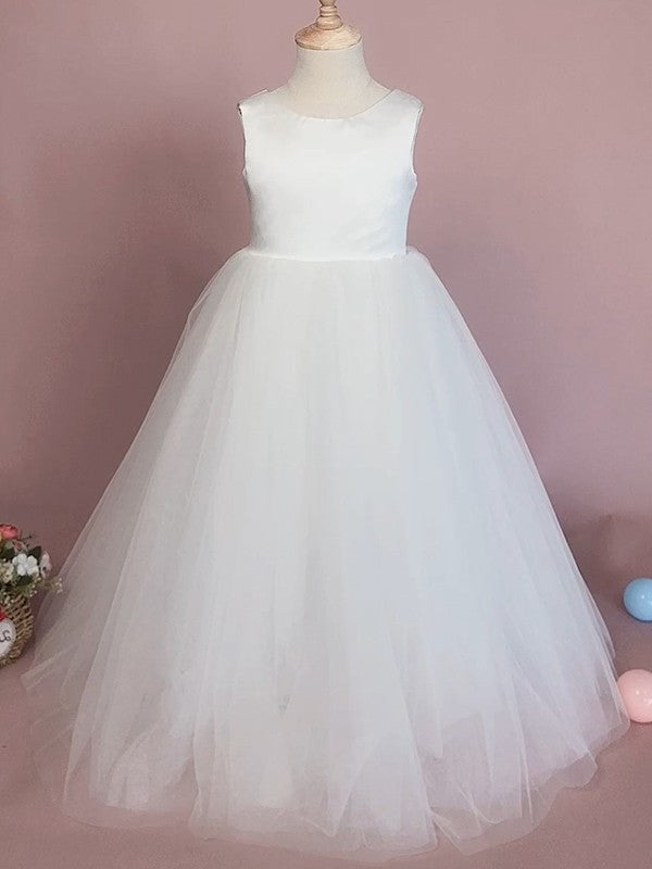 Ruffles Floor-Length Tulle Scoop Sleeveless A-Line/Princess Flower Girl Dresses