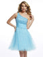 Short Sleeveless Beading One-Shoulder A-Line/Princess Organza Homecoming Dresses