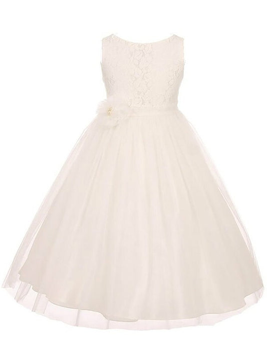 Tulle Sash/Ribbon/Belt Sleeveless A-line/Princess Scoop Ankle-Length Flower Girl Dresses