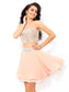 A-Line/Princess Sheer Neck Beading Sleeveless Short Chiffon Ally Two Piece Homecoming Dresses Dresses