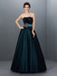 Strapless Woven Long Sleeveless Feathers/Fur Gown Ball Elastic Satin Quinceanera Dresses