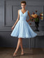 Sleeveless V-neck Short A-Line/Princess Pleats Chiffon Bridesmaid Dresses