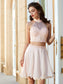 A-Line/Princess Halter Homecoming Dresses Beading Thalia Sleeveless Chiffon Short/Mini Two Piece Dresses