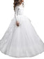 Floor-Length Sleeves Ball Tulle Gown Long Scoop Flower Girl Dresses