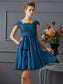 Short Short A-Line/Princess Scoop Sleeves Lace Chiffon Bridesmaid Dresses