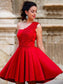 Sleeveless Applique Satin A-Line/Princess One-Shoulder Short/Mini Homecoming Dress