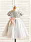 Scoop Tulle Sequin Short Tea-Length A-line/Princess Sleeves Flower Girl Dresses