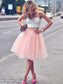 A-Line/Princess Tulle Sleeveless Pleats Spaghetti Homecoming Dresses Kamila Straps Knee-Length Two Piece Dresses