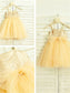 Spaghetti Tea-Length Tulle A-line/Princess Straps Sleeveless Sequin Flower Girl Dresses