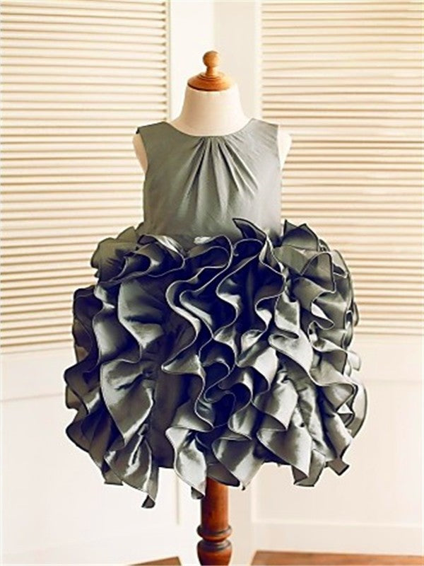 Ruffles Tea-Length Gown Straps Ball Sleeveless Tulle Flower Girl Dresses