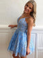 A-Line/Princess Tulle Applique Sleeveless Spaghetti Straps Short/Mini Homecoming Dresses