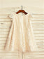 A-line/Princess Short Scoop Sleeves Tea-Length Lace Flower Girl Dresses