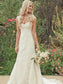 V-neck Trumpet/Mermaid Sleeveless Train Sweep/Brush Lace Wedding Dresses