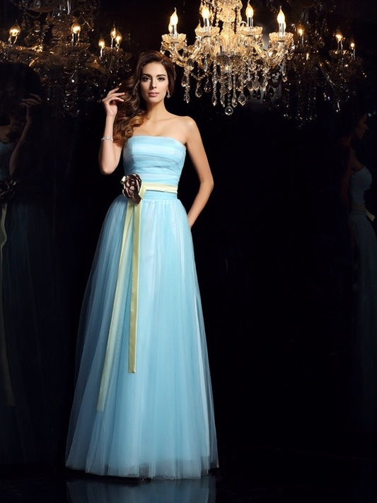 Ball Strapless Gown Long Sash/Ribbon/Belt Sleeveless Satin Quinceanera Dresses