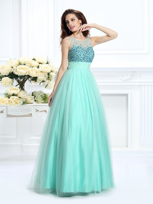 Sleeveless Gown Bateau Ball Long Beading Chiffon Quinceanera Dresses