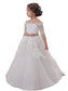 Ball Off-the-Shoulder Tulle Sleeves Gown Sash/Ribbon/Belt Short Flower Girl Dresses